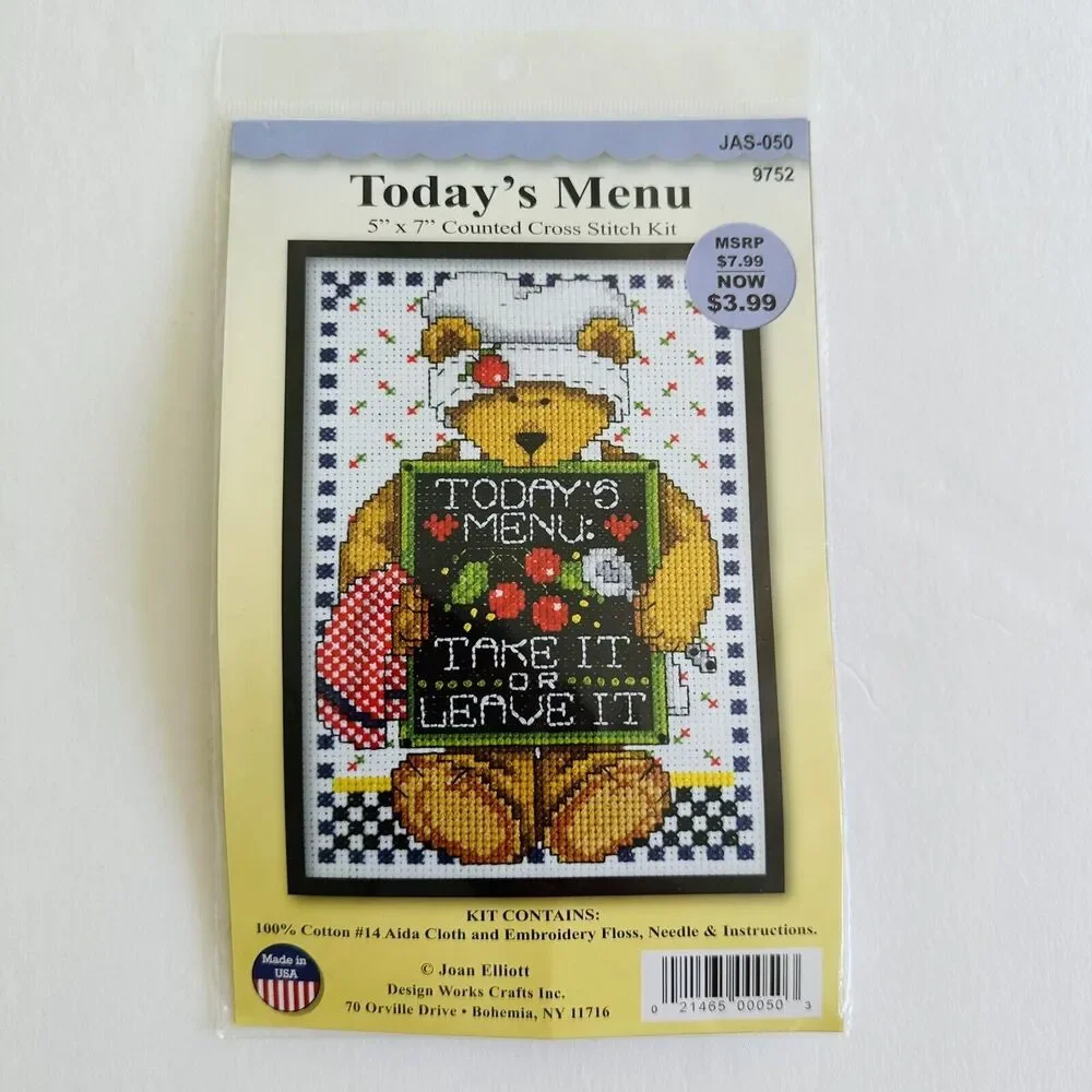Set Of 2 Vintage Counted Cross Stitch Kits 5x7 Design Works Crafts Hope & Menu